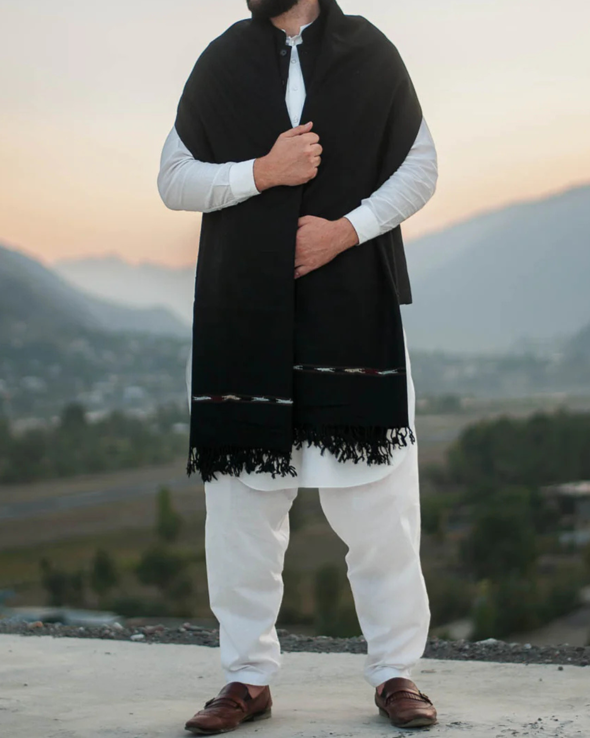 Black Men Shawl wyar fabric