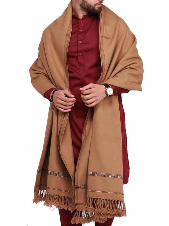 brown men shawl wyar fabric